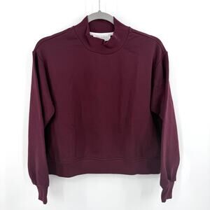 Everlane 100% Cotton Mockneck Sweatshirt in Merlot Size XXS NWOT